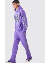 BoohooMAN - Oversized Boxy Chain Graphic Hooded Tracksuit - Lyst
