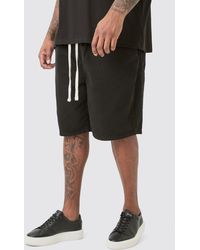 BoohooMAN - Plus Elastic Waist Drawcord Detail Slim Fit Shorts In Black - Lyst