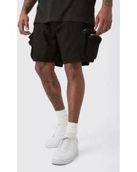 BoohooMAN - Plus Slim Fit 3d Cargo Pocket Denim Shorts In Black - Lyst
