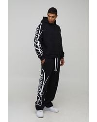 BoohooMAN - Oversized Boxy Homme Script Hoodie And Relaxed Split Hem Jogger Tracksuit - Lyst