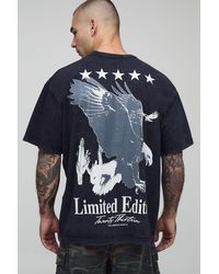 BoohooMAN - Oversized Washed Limited Edition Eagle Printed T-Shirt - Lyst