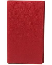 BoohooMAN - Hermes Preloved Calvi Card Holder Red Leather Wallet Unisex - Lyst
