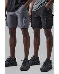 BoohooMAN - 2er-Pack Man Active Cargo-Shorts - Lyst