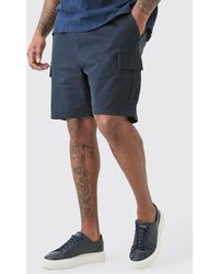 Boohoo - Plus Elastic Waist Navy Skinny Fit Cargo Shorts - Lyst