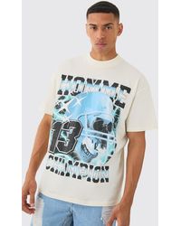BoohooMAN - Oversized Extended Neck Varsity Halmet Wash T-shirt - Lyst