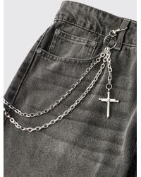 BoohooMAN - Layered Cross Jean Chain - Lyst