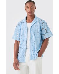 BoohooMAN - Boxy Floral Lace Shirt - Lyst