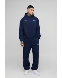 BoohooMAN - Tall Oversized Boxy Man Wash Hooded Tracksuit - Lyst