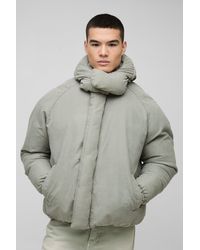 BoohooMAN - Man Extreme Heavy Padded Hooded Puffer Coat In Stone - Lyst