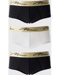 BoohooMAN - 3 Pack Man Signature Gold Waistband Briefs In Multi - Lyst