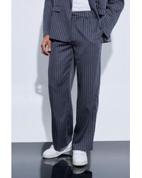BoohooMAN - Pinstripe Relaxed Wide Leg Suit Pants - Lyst