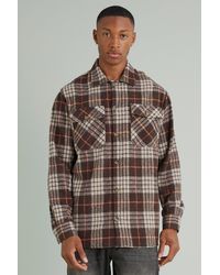 BoohooMAN - Long Sleeve Brushed Flannel Check Shirt - Lyst
