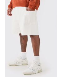Boohoo - Plus Relaxed Heavyweight Ribbed Cargo Short - Lyst