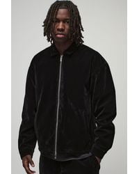 BoohooMAN - Oversized Zip Through Velour Shirt Jacket - Lyst