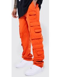 BoohooMAN - Elastic Waist Extreme Pocket Straight Fit Cargo Trousers - Lyst
