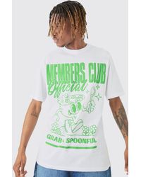 Boohoo - Tall Members Club 'spoonful' Worldwide T-shirt In White - Lyst