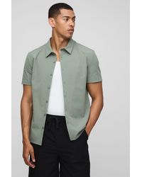 BoohooMAN - Regular Fit Technical Stretch Collared Shirt - Lyst