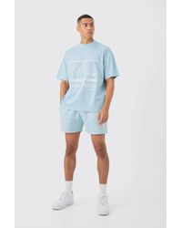 BoohooMAN - Oversized Extended Homme Text Graphic T-shirt And Short Set - Lyst