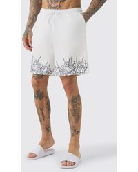 BoohooMAN - Tall Printed Hem Swim Shorts - Lyst