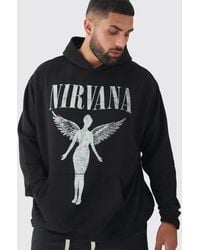 BoohooMAN - Plus Oversized Nirvana License Tour Date License Hoodie - Lyst