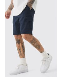 Boohoo - Tall Elasticated Waist Navy Skinny Fit Cargo Shorts - Lyst