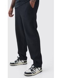 BoohooMAN - Plus Elastic Waist Tapered Fit Pleated Trouser - Lyst