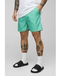 BoohooMAN - Mid Length Mirco Check Swim Short - Lyst