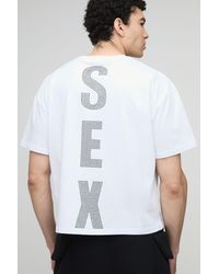 BoohooMAN - Oversized Boxy Rhinestone Slogan Pride T-Shirt - Lyst