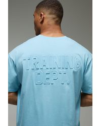 BoohooMAN - Training Dept Oversized Embossed T-Shirt & Short Set - Lyst