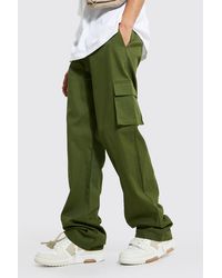 BoohooMAN Tall Relaxed Fit Cargo Chino Trousers - Green