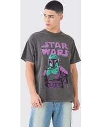 BoohooMAN - Oversized Star Wars Boba Fett Wash License T-shirt - Lyst