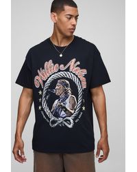 Boohoo - Camiseta Oversize Negra Con Estampado De Willie Nelson - Lyst