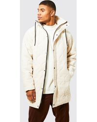 BoohooMAN - Velvet Onion Quilted Mid Length Puffer - Lyst
