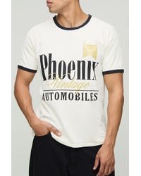 BoohooMAN - Regular Fit Washed Phoenix Graphic Ringer T-shirt - Lyst