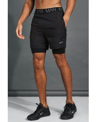 BoohooMAN Active Gym 2-in-1 Short With Man Waistband - Black