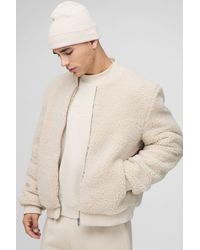 BoohooMAN - Regular Fit Borg Bomber Jacket - Lyst