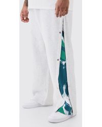 BoohooMAN - Plus Relaxed Printed Side Panel Popper Jogger - Lyst