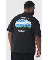 BoohooMAN - Plus Oversized California Landscape Back Print T-Shirt - Lyst