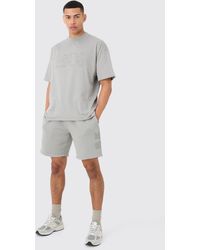 BoohooMAN - Boxy Man Zip Through Distressed Hooded Short Tracksuit - Lyst
