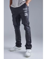 BoohooMAN - Tall Skinny Stacked Flare Coated Cargo Trouser - Lyst