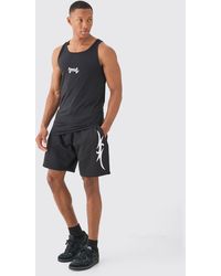 BoohooMAN - Muscle Fit Graphic Official Tank & Shorts Set - Lyst