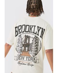 BoohooMAN - Oversized Brooklyn Stencil Washed T-shirt - Lyst