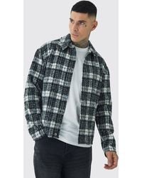 BoohooMAN - Tall Brushed Check Overshirt - Lyst