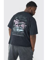 BoohooMAN - Plus Members Only Racer T-shirt In Acid Wash Grey - Lyst