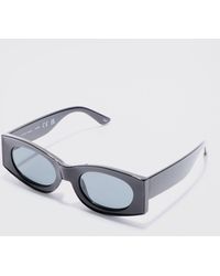 BoohooMAN - Oval Chunky Plastic Sunglasses In Black - Lyst