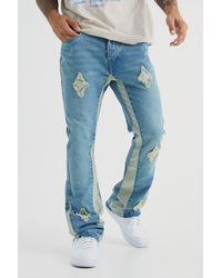 BoohooMAN - Slim Rigid Flare Applique Panel Jeans - Lyst
