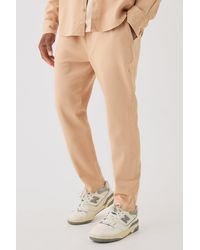 BoohooMAN - Textured Elasticated Waist Straight Fit Trousers - Lyst