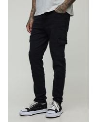 BoohooMAN - Tall Slim-Fit Cargo-Jeans mit Naht-Detail - Lyst