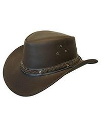 BoohooMAN - Infinity Leather Cowboy Outback Real Leather Aussie Bush Hat - Lyst