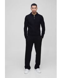 BoohooMAN - Regular Fit Ribbed Knitted Sweatpants - Lyst